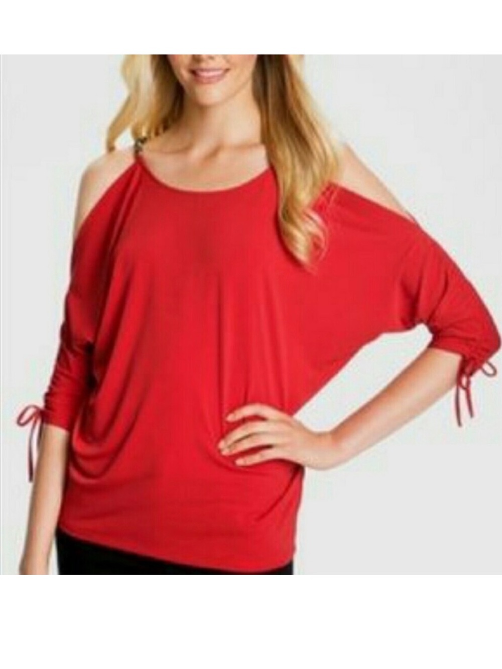 Large Michael Michael Kors Orange Cold Shoulder Top w/ Gold Chain Straps (ABBA)
